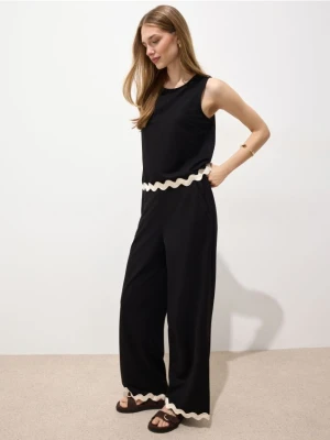 Mohito - Spodnie z szeroką nogawką - czarny