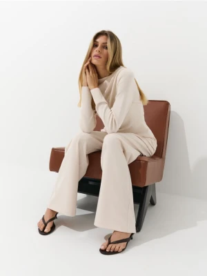 Mohito - Spodnie z szeroką nogawką - kremowy