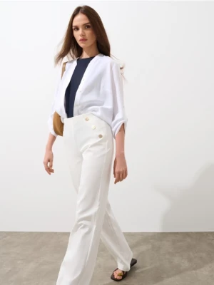 Mohito - Spodnie z szeroką nogawką - kremowy