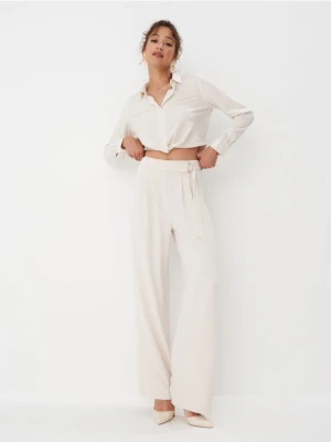 Mohito - Spodnie z szeroką nogawką - kremowy