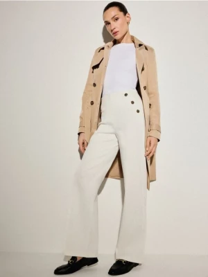 Mohito - Spodnie z szeroką nogawką - kremowy