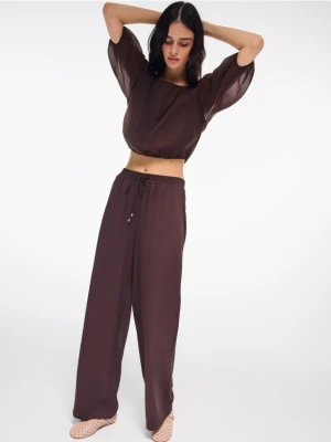 Mohito - Spodnie z wiskozy - ciemnobrązowy