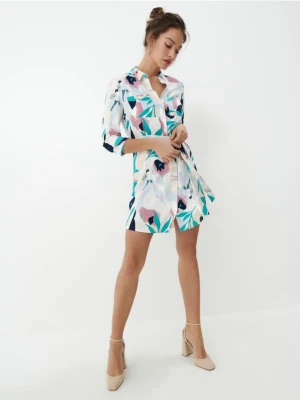 Mohito - Sukienka koszulowa mini z wiskozy - zielony