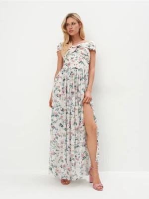 Mohito - Sukienka maxi w kwiaty - beżowy