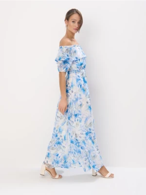 Mohito - Sukienka maxi w niebieskie kwiaty - błękitny