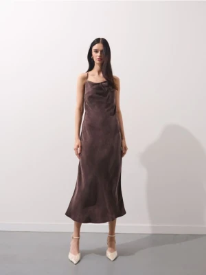 Mohito - Sukienka maxi z cupro i wiskozy - ciemnobrązowy