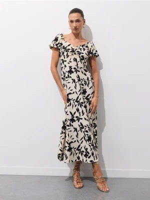 Mohito - Sukienka maxi z krótkim rękawem - beżowy