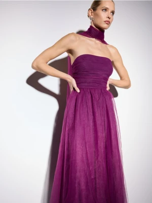 Mohito - Sukienka maxi z szalem - ciemny fiolet