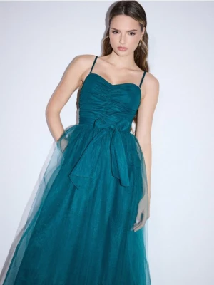 Mohito - Sukienka maxi z szalem - ciemny zielony