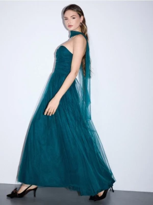 Mohito - Sukienka maxi z szalem - ciemny zielony