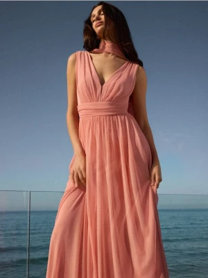 Mohito - Sukienka maxi z szalem - koralowy