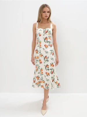 Mohito - Sukienka midi na ramiączkach - biały