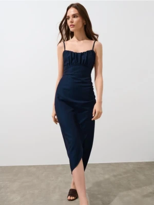 Mohito - Sukienka midi na ramiączkach - granatowy