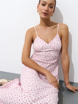 Mohito - Sukienka midi na ramiączkach - pastelowy różowy