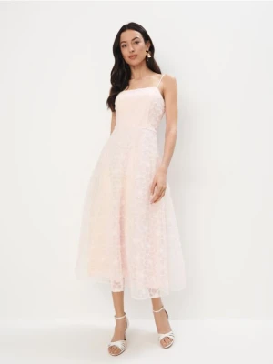 Mohito - Sukienka midi na ramiączkach - pastelowy różowy