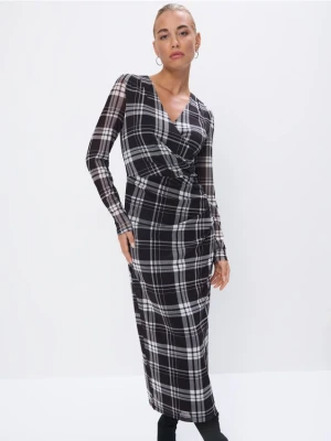 Mohito - Sukienka midi w kratę - czarny