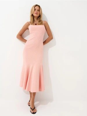 Mohito - Sukienka midi w kratkę vichy - pomarańczowy