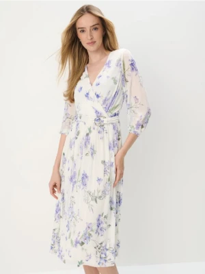 Mohito - Sukienka midi w kwiaty - kremowy