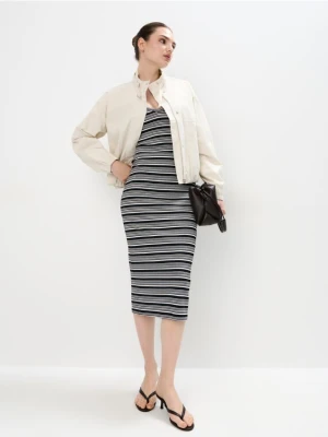 Mohito - Sukienka midi w paski - czarny