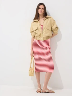 Mohito - Sukienka midi w paski - czerwony