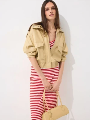 Mohito - Sukienka midi w paski - czerwony