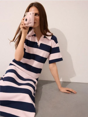 Mohito - Sukienka midi w paski - granatowy