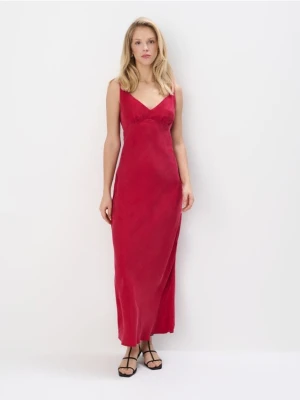 Mohito - Sukienka midi z cupro i wiskozy - czerwony