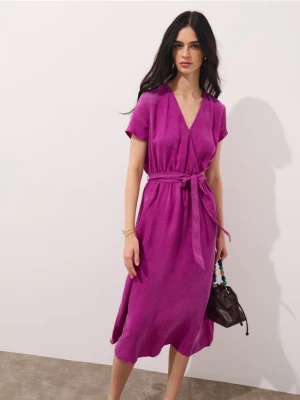 Mohito - Sukienka midi z cupro i wiskozy - fuksjowy