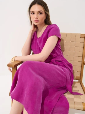 Mohito - Sukienka midi z cupro i wiskozy - fuksjowy