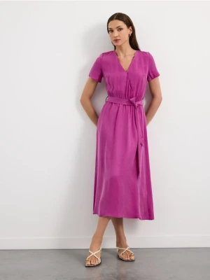 Mohito - Sukienka midi z cupro i wiskozy - fuksjowy