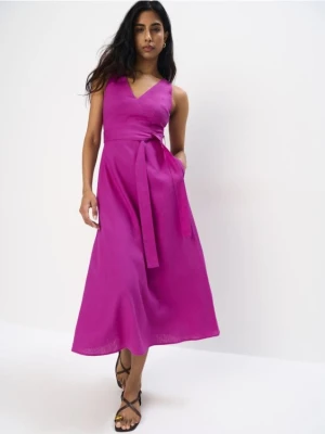 Mohito - Sukienka midi z lnu i wiskozy - fioletowy