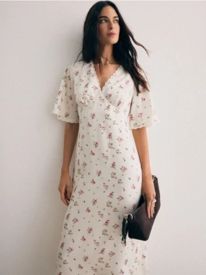 Mohito - Sukienka midi z lyocellu - kremowy