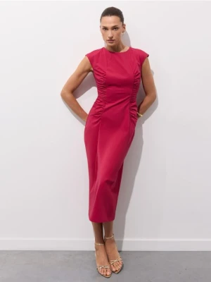 Mohito - Sukienka midi z marszczeniem - fuksjowy