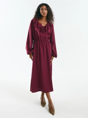 Mohito - Sukienka midi z modalem - bordowy