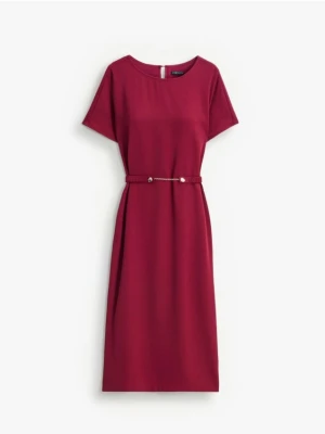 Mohito - Sukienka midi z paskiem - kasztanowy