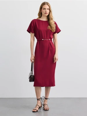 Mohito - Sukienka midi z paskiem - kasztanowy