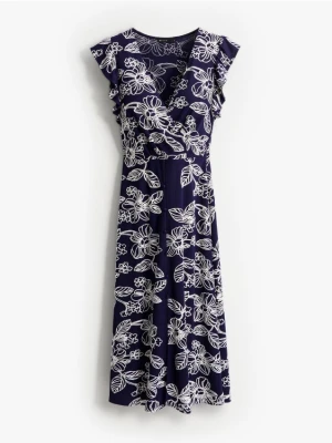 Mohito - Sukienka midi z rozcięciem - granatowy