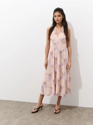 Mohito - Sukienka midi z wiązaniem na szyi - beżowy