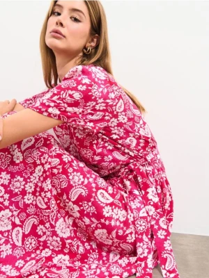 Mohito - Sukienka midi z wiskozy - fuksjowy