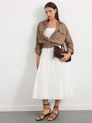 Mohito - Sukienka midi z wiskozy i lnu - biały
