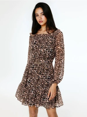 Mohito - Sukienka mini w panterkę - beżowy