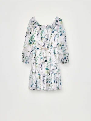 Mohito - Sukienka mini w roślinny print - biały