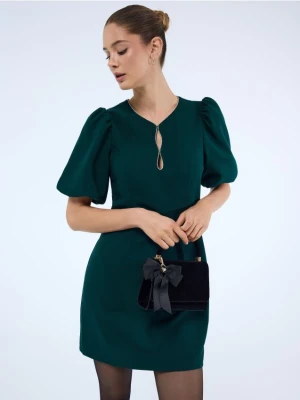 Mohito - Sukienka mini z bufiastymi rękawami - ciemny zielony
