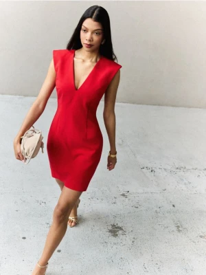 Mohito - Sukienka mini z dekoltem V - czerwony
