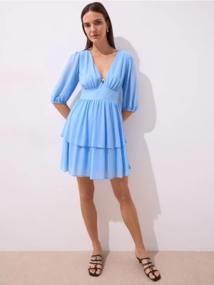 Mohito - Sukienka mini z falbaną - błękitny