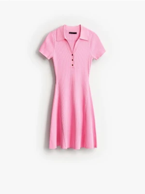 Mohito - Sukienka mini z kołnierzem polo - różowy