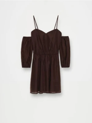 Mohito - Sukienka mini z lyocellem - ciemnobrązowy