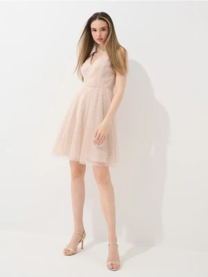 Mohito - Sukienka mini z metalizowaną nitką - beżowy