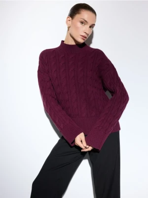 Mohito - Sweter z bawełny i wełny - bordowy