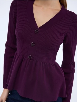 Mohito - Sweter z falbaną - kasztanowy